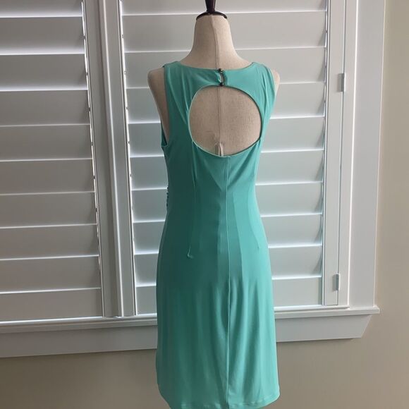 Size S light teal ruched open back dress The Limited - Picture 6 of 10